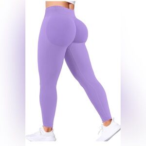 Lavender High-Waisted Leggings with Butt- Scrunch and tummy control
